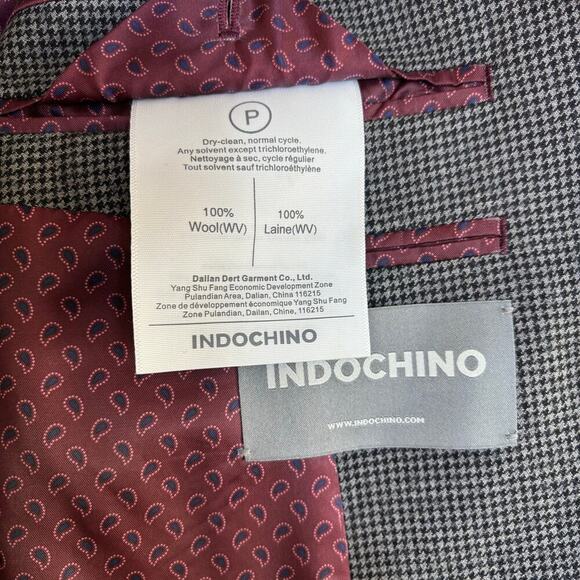 Indochino Mens Slim Houndstooth Wool Blazer Jacket Size 34 Career Formal - Picture 7 of 12
